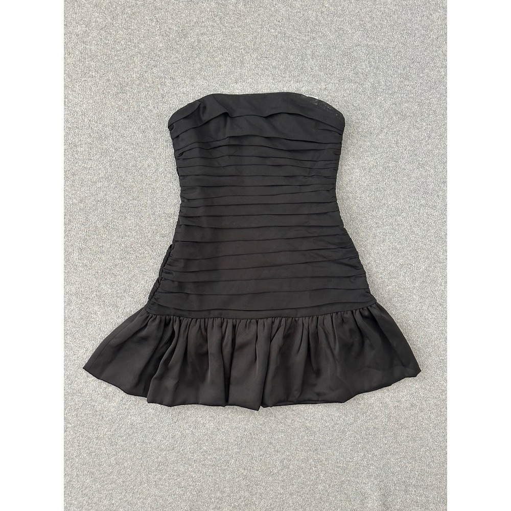 ASTR Mini Dress XS Black Strapless Ruffle Bubble Hem Layered HOCO Date Summer